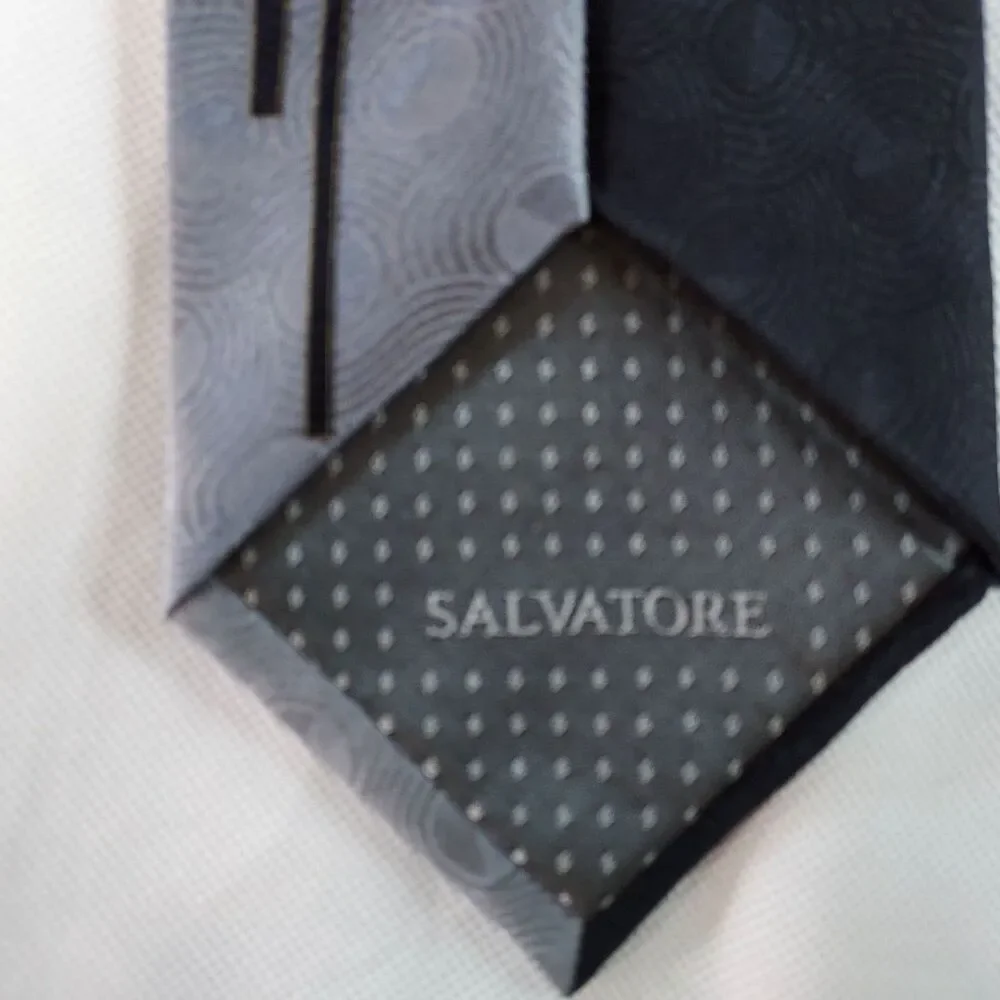Salvatore Pellegrino IL Pinttore Italian Silk Mens Neck Tie Gray Black Blue